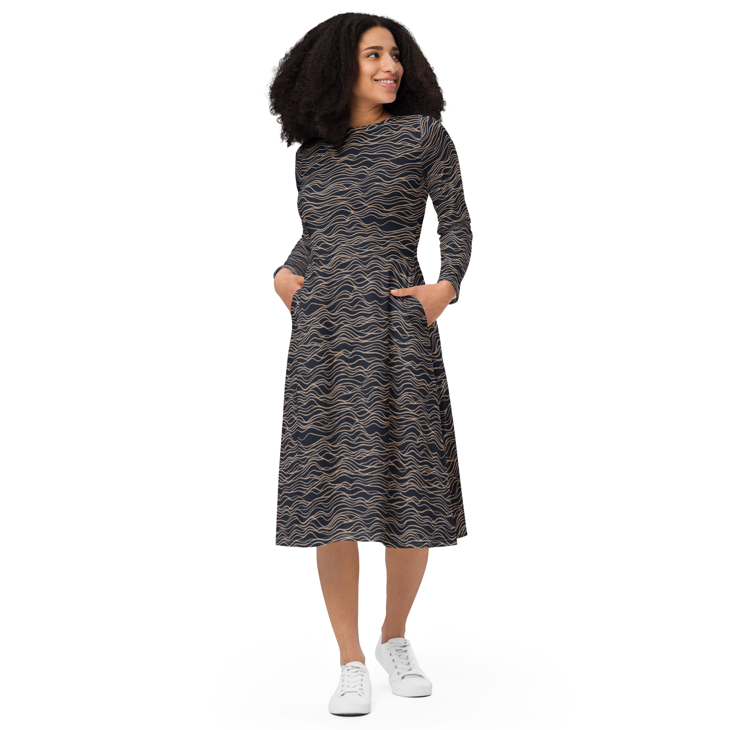 "Wavlyn" Long Sleeve Maxi Dress