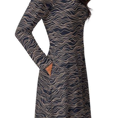 "Wavlyn" Long Sleeve Maxi Dress